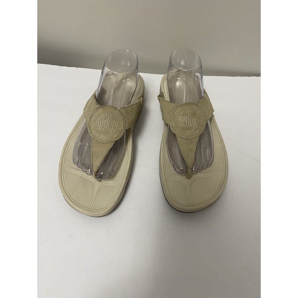 Fitflop Lulu Embossed Toe Post Sandals Womens Sz 11 Tan Comfort